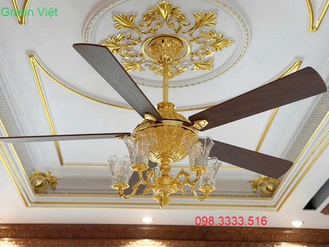Quạt Trần Đèn Mạ Vàng 24K FY968 5 Cánh Cao Cấp Green Việt
