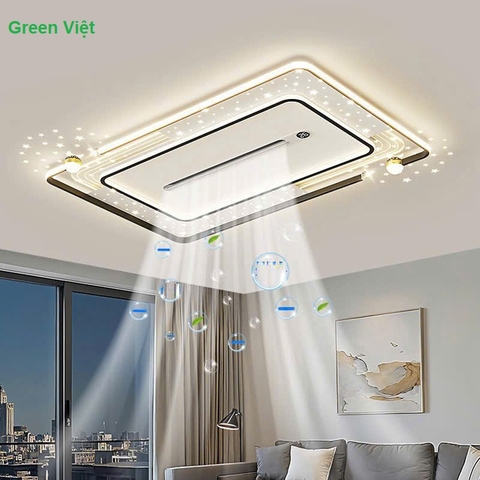 Quạt trần đèn ốp trần QTD02 chung cư phong cách hiện đại