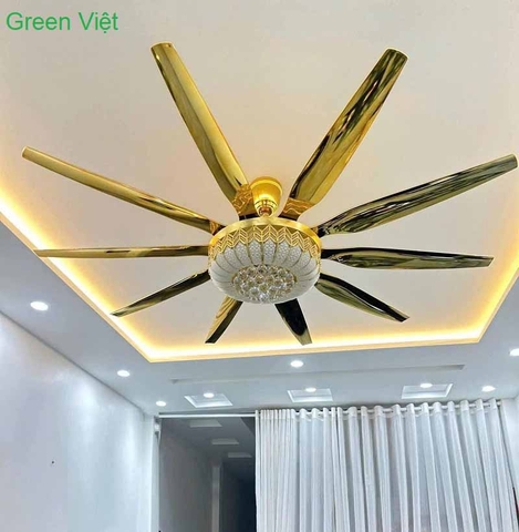 Quạt Trần Đèn Phòng Khách QT178 Cánh Dài Cao Cấp Màu Vàng