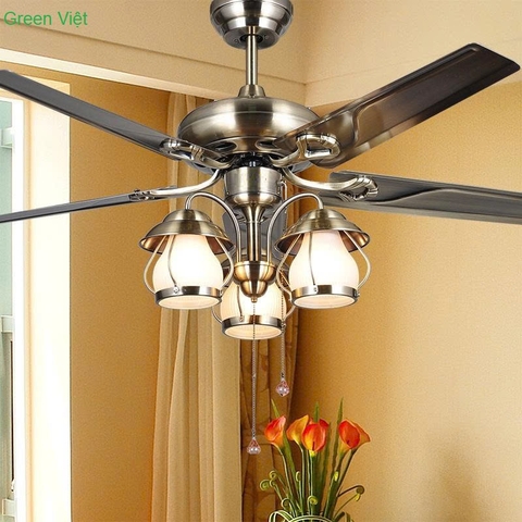 Quạt trần đèn phòng khách QTDG013 Cao Cấp Green Việt