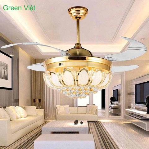 Quạt Trần đèn trang trí cao cấp cánh Sen QG2021