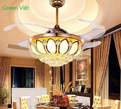 Quạt Trần đèn trang trí cao cấp cánh Sen QG2021
