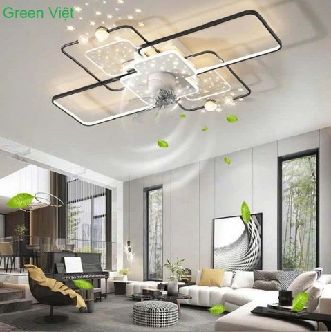 Quạt Trần Đèn Trang Trí QTHD02 Phòng Khách Ốp Trần