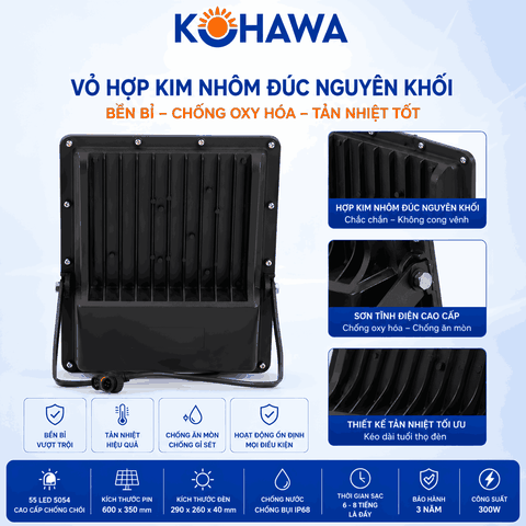 ĐÈN PHA CHỐNG CHÓI CAO CẤP NĂNG LƯỢNG MẶT TRỜI KOHAWA 300W