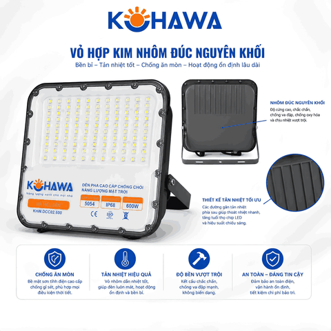 ĐÈN PHA CHỐNG CHÓI CAO CẤP NĂNG LƯỢNG MẶT TRỜI KOHAWA 600W
