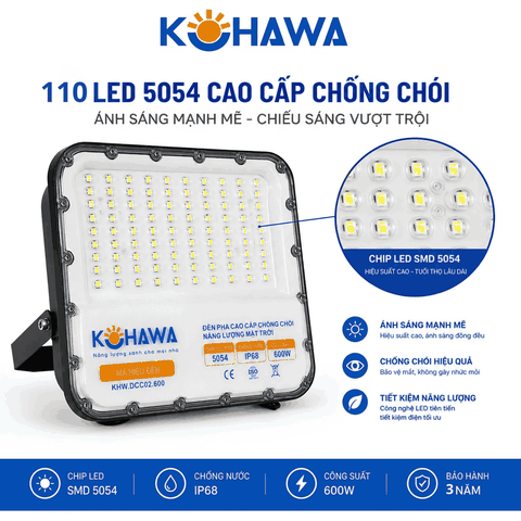 ĐÈN PHA CHỐNG CHÓI CAO CẤP NĂNG LƯỢNG MẶT TRỜI KOHAWA 600W