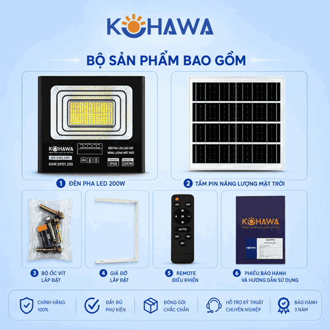 ĐÈN PHA LED CAO CẤP NĂNG LƯỢNG MẶT TRỜI KOHAWA 200W
