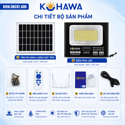 ĐÈN PHA LED CAO CẤP NĂNG LƯỢNG MẶT TRỜI KOHAWA 600W