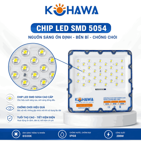 ĐÈN PHA CHỐNG CHÓI CAO CẤP NĂNG LƯỢNG MẶT TRỜI KOHAWA 200W