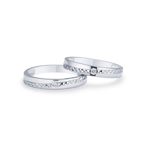 Nhẫn cưới vàng trắng 18k hiện đại