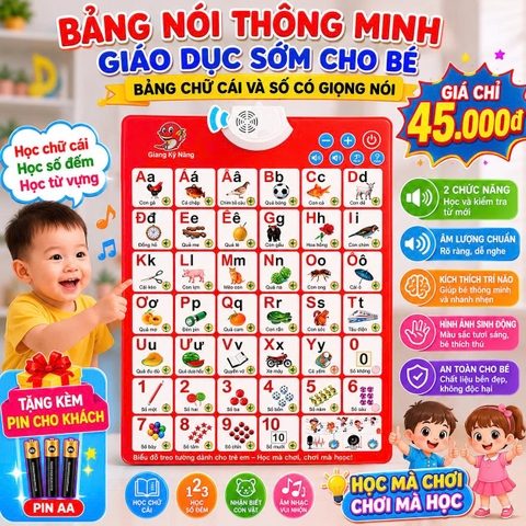 (Tặng Pin) Bảng nói thông minh Dạy Trẻ Giáo Dục Sớm