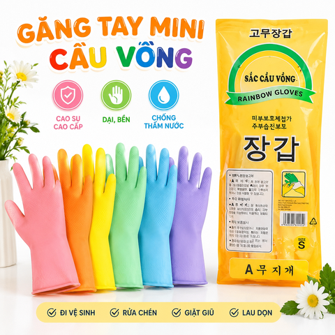 Combo 10 Đôi Gang Tay Mini Cầu Vồng Bảo Hộ Lao Động