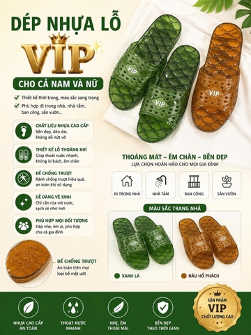 Dép nhựa lỗ vip dành cho nam và nữ