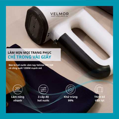 Bàn là hơi nước hít giữ vải Velmor MY-168