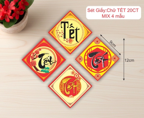 SET GIẤY CHỮ TẾT 20 CHI TIẾT MIX 4 MẪU