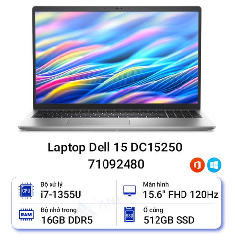 Laptop Dell 15 DC15250 71092480 (i7-1355U | 16GB | 512GB | Intel Graphics | 15.6 inch FHD | Win 11 | Office | Bạc)