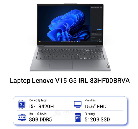 Laptop Lenovo V15 G5 IRL 83HF00BRVA (i5-13420H | Ram 8GB | SSD 512GB | 15.6 inch FHD | NoOS | Grey | 2Y)