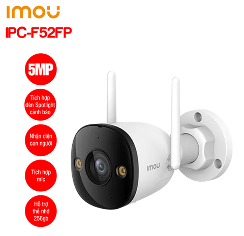 Camera IP Wifi 5MP ngoài trời IMOU IPC-F52FP (5MP, có màu, có míc)