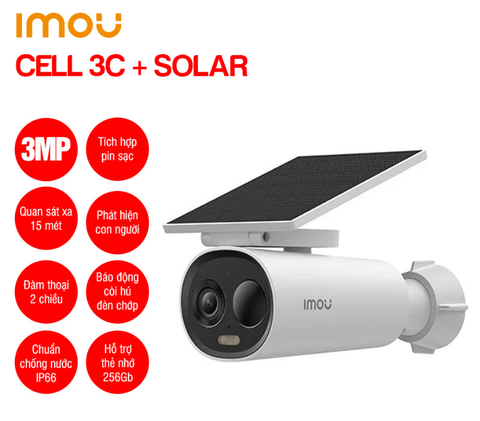 Camera quan sát năng lượng mặt trời IP IMOU Cell 3C All in One IPC-K9DCP-3T0WE-V2-imou Wi-Fi IP 2304 x 1296 P (3MP có míc, 5000mAh)