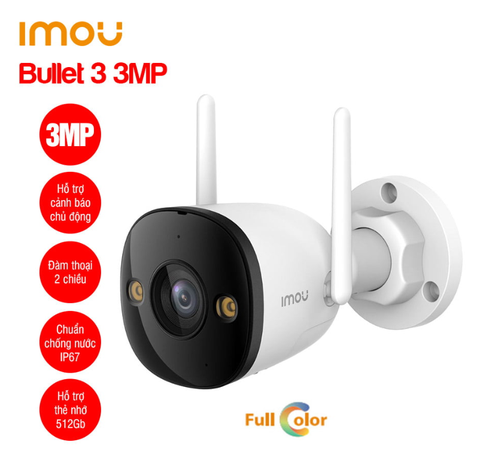 Camera IP Wifi 3MP iMOU IPC-S3EP-3M0WE (Ống kính 2.8mm, có màu ban đêm 30m, đàm thoại 2 chiều, cảnh báo còi hú, hỗ trợ POE)