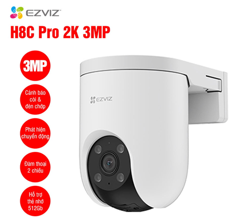 Camera IP Wifi 3MP Ezviz CS-H8C Pro 2K (3MP, 4mm, quay 360 độ, chống nước, có màu, đàm thoại)