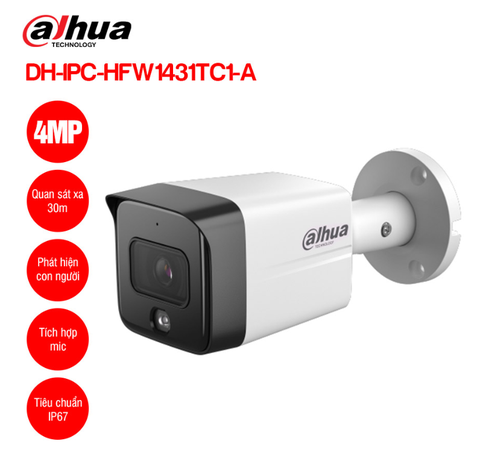 Camera IP 4MP DAHUA DH-IPC-HFW1431TC1-A
