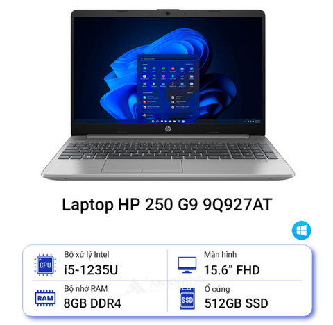 Laptop HP 250 G9 AG2K7AT (Intel Core i5-1235U | 16GB | 512GB | Intel Graphics | 15.6 inch FHD | Win 11 | Bạc tro sẫm)