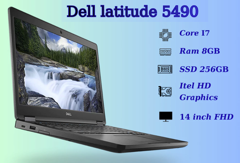 Laptop cũ [90%] Dell Latitude 5490 (i7-8650U | 8Gb | 256Gb | 14 FHD | Đen | Sạc) Tặng túi +  Chuột *BẢO HÀNH 03 THÁNG*