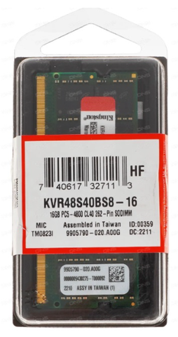 Ram Laptop 16GB DDR5 4800MHz Kingston (KVR48S40BS8-16) (1x16GB) Chính hãng bảo hành 36 tháng