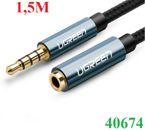 Cáp nối dài âm thanh AUX 3.5mm 1.5M Ugreen 40674 bọc Nylon cao cấp (hỗ trợ Mic)