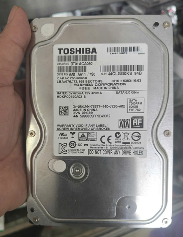 Ổ cứng 500Gb Toshiba DT01ACA050 - Cũ bóc máy BH 12T