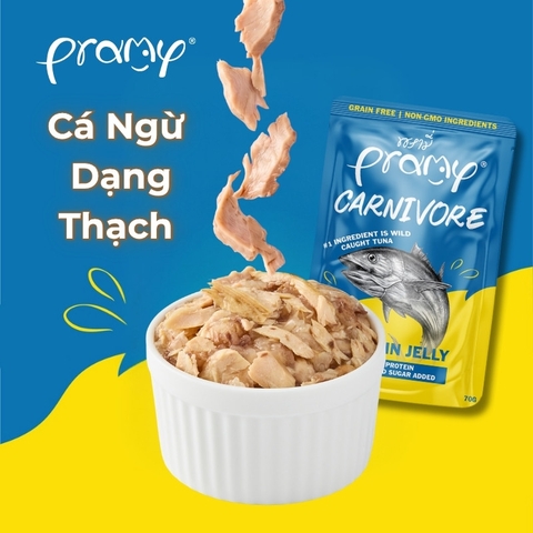 Pate Cho Mèo PRAMY CARNIVORE Vị Cá Ngừ Dạng Thạch Jelly 70g