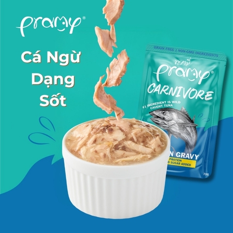 Pate Cho Mèo PRAMY CARNIVORE Vị Cá Ngừ Dạng Sốt Gravy 70g