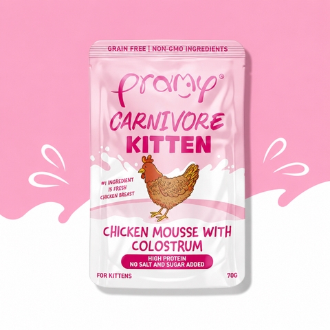 Pate Mèo Con PRAMY CARNIVORE Kitten Vị Gà Và Sữa Non Dạng Mousse Mềm Mịn 70g