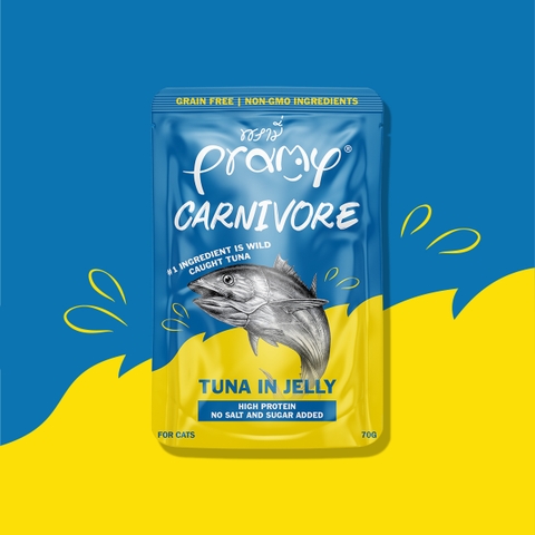 Pate Cho Mèo PRAMY CARNIVORE Vị Cá Ngừ Dạng Thạch Jelly 70g
