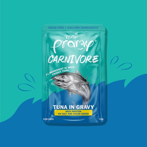 Pate Cho Mèo PRAMY CARNIVORE Vị Cá Ngừ Dạng Sốt Gravy 70g