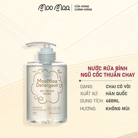Nước rửa bình ngũ cốc thuần chay Moomaa - Dạng chai có vòi - 480ml/chai