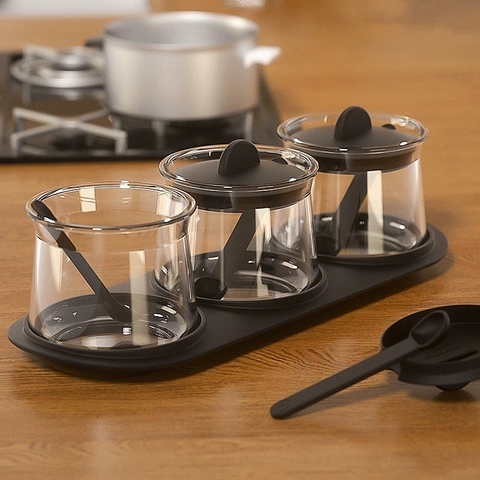 ￼Bộ 3 lọ đựng gia vị thủy tinh Celebrera IKEA mp27
