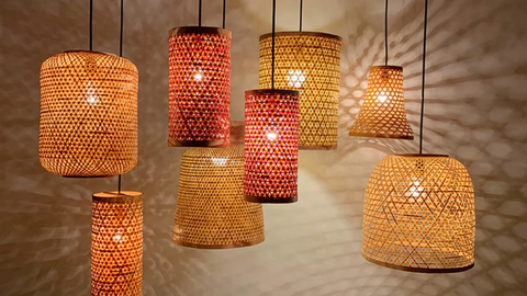 Trang trí ngôi nhà với đèn mây tre thủ công