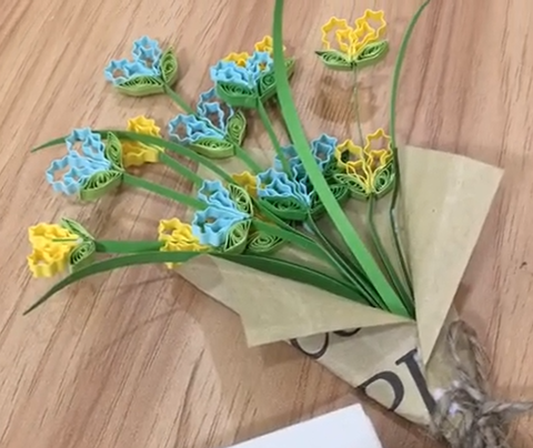 Hướng dẫn làm bó hoa handmade từ giấy xoắn quilling| DIY Flower Paper Quilling