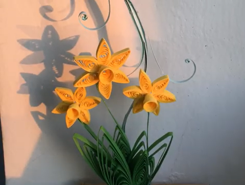 Hướng dẫn làm chậu thủy tiên handmade giấy xoắn | Quilling flowers 3D