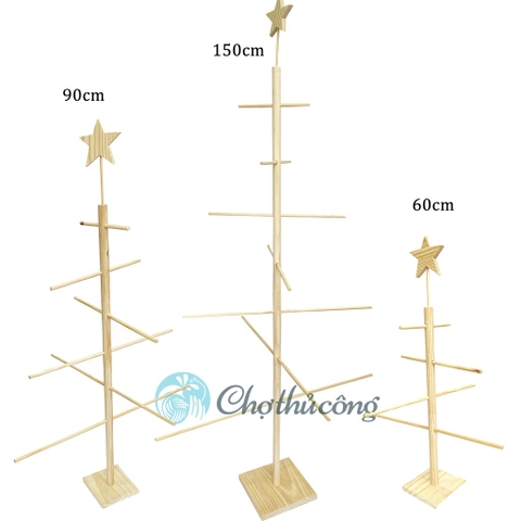 Cây thông noel gỗ thông cao 60cm, 90cm lắp ráp gọn nhẹ, decor handmade - Cây thông noel mini trang trí giáng sinh