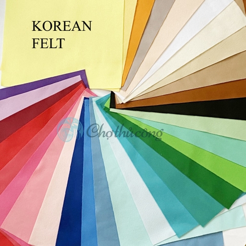 Vải nỉ mềm Hàn Quốc 30 màu R1.12mxD1m, vải nỉ làm đồ handmade trang trí mầm non (Premium Korean Felt)