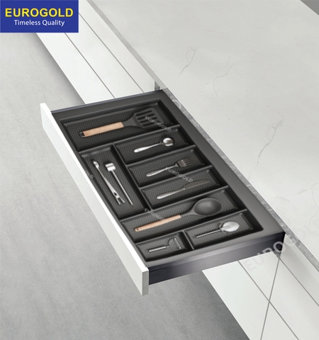 Khay chia thìa nĩa chất liệu nhựa cao cấp vân carbon Eurogold ETC800CB - màu xám