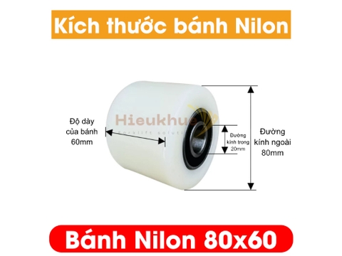 Bánh NILON xe nâng tay 80x60 mới 100% chịu tải tốt, giá rẻ