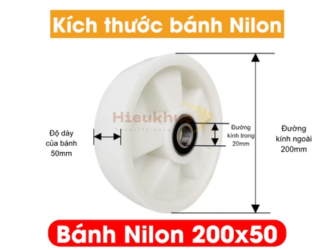 Bánh NILON xe nâng tay 200x50 mới 100% chịu tải tốt, giá rẻ