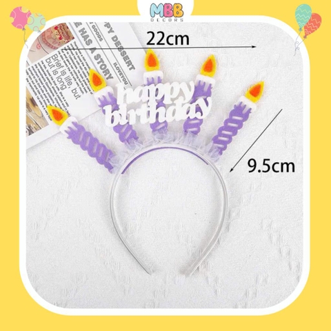 Cài Tóc Sinh Nhật, Bờm Sinh Nhật Happy Birthday Gắn Nến