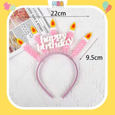 Cài Tóc Sinh Nhật, Bờm Sinh Nhật Happy Birthday Gắn Nến