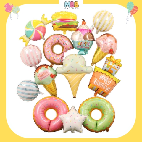 Bong Bóng Hình Bánh Kẹo Ngọt Màu Pastel Dễ Thương