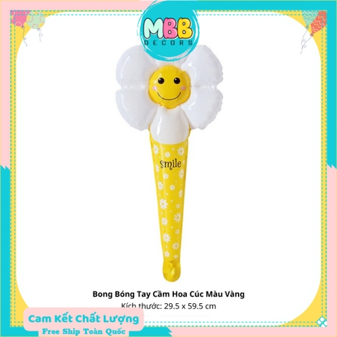 [TẶNG ỔNG THỔI] Bong Bóng Tay Cầm Hoa Cúc Mặt Cười, Bong Bóng Phao Cài Tóc Hoa Cúc Trang Trí Chụp Ảnh Sinh Nhật